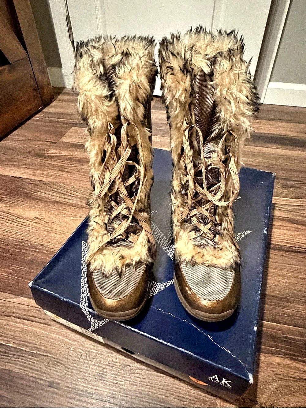 Anne Klein Faux-Fur Winter Boots Brown US 7M